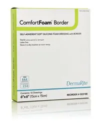 Dermarite - 00318E - ComfortFoam Border Foam Wound Dressing with Soft Silicone Adhesive, 6