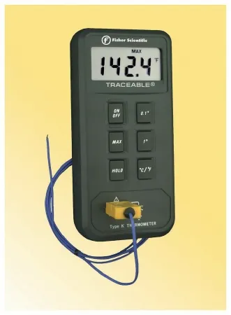 Fisher Scientific - Fisherbrand Traceable - 1507838 - Digital Laboratory Thermometer Fisherbrand Traceable Fahrenheit / Celsius -58° To +1999°f (-50° To +1300°c) Type K Beaded Probe Battery Operated