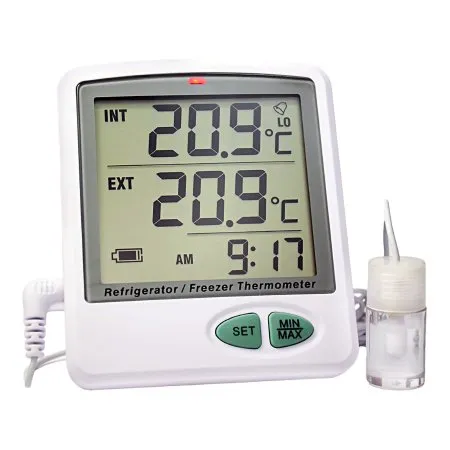 Thermco Products - ACCRT8002 - Datalogging Refrigerator / Freezer Thermometer Thermco Fahrenheit / Celsius -22° To +158°f (-30° To +70°c) Bottle Probe Door / Wall Mount Battery Operated