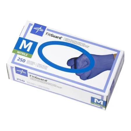 Medline - TRG400M - FitGuard Exam Glove FitGuard Medium NonSterile Nitrile Standard Cuff Length Textured Fingertips Blue Chemo Tested