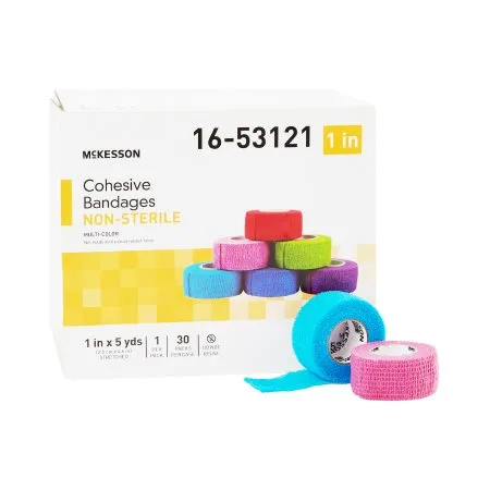 McKesson - 16-53121 - Cohesive Bandage 1 Inch X 5 Yard Self Adherent Closure Purple / Pink / Green / Light Blue / Royal Blue / Red NonSterile Standard Compression