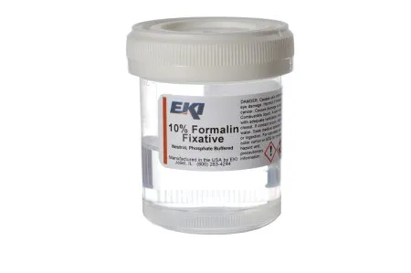 EK Industries - 24499-100X60ML - Prefilled Formalin Container 30 mL Fill in 60 mL (2 oz.) Screw Cap Warning Label / Patient Information NonSterile
