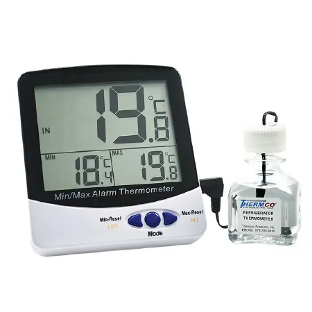 Thermco Products - ACC895AMB - Digital Thermometer With Alarm Fahrenheit / Celsius -58° To +158°f (-50° To +70°c) Bottle Probe Flip-out Stand / Wall Mount Battery Operated