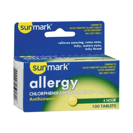 McKesson - sunmark - 70677000401 - Allergy Relief sunmark 4 mg Strength Tablet 100 per Bottle