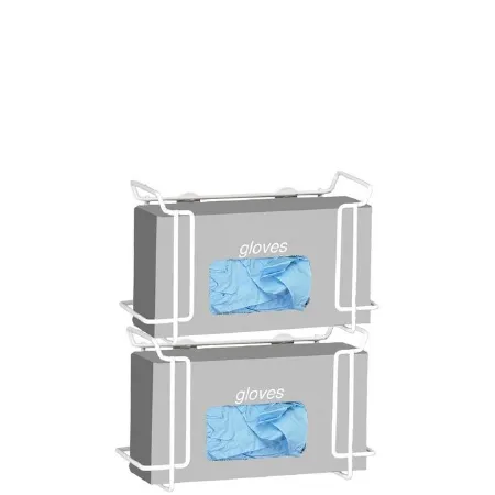 R & B Wire Products - 552 - Glove Box Holder Horizontal Mounted 2-Box Capacity White 4-1/4 X 10-1/2 X 13-1/2 Inch Powder-Coated Steel