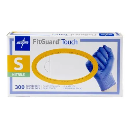 Medline - FitGuard Touch - FG3001 -  Exam Glove  Small NonSterile Nitrile Standard Cuff Length Textured Fingertips Dark Blue Chemo Tested