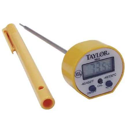 Grainger - Taylor - 3NZT1 - Long-Stem Thermometer Taylor Fahrenheit / Celsius -40° to +450°F (-40° to +230°C) Stainless Steel Probe Insertable Battery Operated