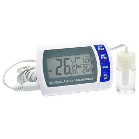 PANTek Technologies - ACC850AMB - Digital Thermometer With Alarm Fahrenheit / Celsius -58° To +158°f (-50° To +70°c) Internal Sensor / External Probe Multiple Mounting Options Battery Operated