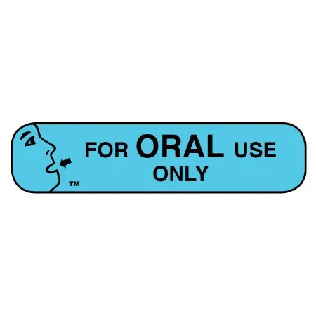 Apothecary - Apothecary Products - 40151 - Pre-Printed Label Apothecary Products Auxiliary Label Blue Paper FOR ORAL USE ONLY Black Safety and Instructional 3/8 X 1-9/16 Inch