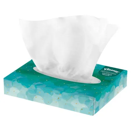 Kimberly Clark - 21195 - Prof Kleenex Facial Tissue Junior, 2 ply, 8.4" x 5.5" (21.3 x 13.9 cm), 40 count, white tissue.