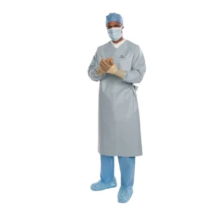 O & M Halyard - Aero Chrome - From: 44674 To: 44678 - O&M Halyard  Surgical Gown with Towel  X Large / X Long Silver Sterile AAMI Level 4 Disposable