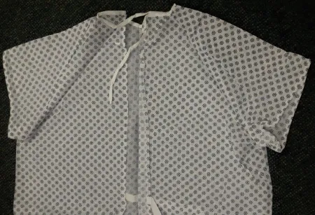 Lew Jan Textile - V61-0310PT - Patient Exam Gown One Size Fits Most White Print Reusable