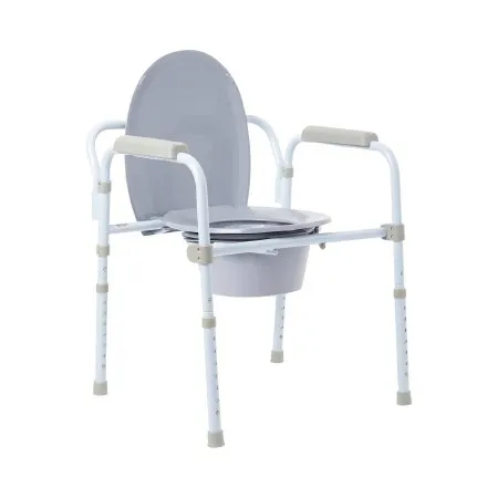 McKesson - 146-RTL11158KDR - Commode Chair McKesson Fixed Arms Steel Frame Back Bar 13-3/4 Inch Seat Width 350 lbs. Weight Capacity