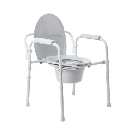 McKesson - 146-11148N-4 - Commode Chair McKesson Fixed Arms Steel Frame Back Bar 13-1/4 Inch Seat Width 350 lbs. Weight Capacity