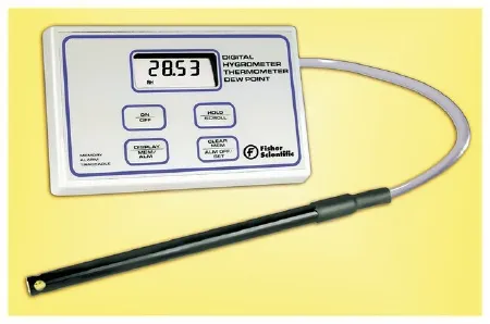 Fisher Scientific - Fisherbrand Traceable - 116617A - Digital Thermometer / Hygrometer With Alarm Fisherbrand Traceable Fahrenheit / Celsius -40° To 220° F (-40° To 104°c) External Probe Battery Operated