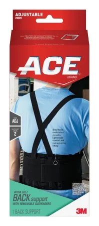 3M - Ace - 208605 -  Occupational Back Support  One Size Fits Most Hook and Loop Closure Up to 48 Inch Waist Circumference 9 Inch Height Adult