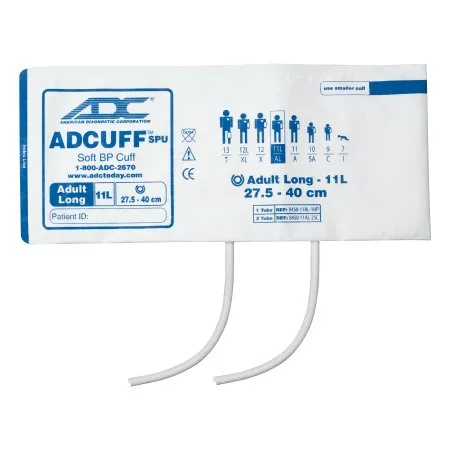 American Diagnostic - Adcuff - 8650-11AL - Single Patient Use Blood Pressure Cuff and Bulb Adcuff 27.5 to 40 cm Arm Nylon Cuff Adult Long Cuff