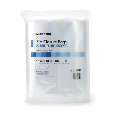 McKesson - 4570 - Reclosable Bag 13 X 18 Inch Polyethylene Clear Zipper Closure