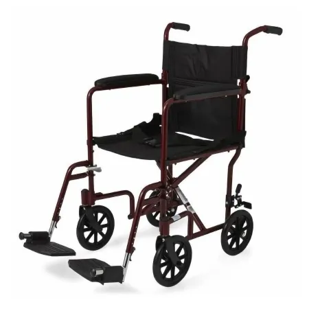 Medline - MDS808200ARE - Transport Chair 18 Inch Seat Width Full Length Arm 300 Lbs. Weight Capacity Black Upholstery