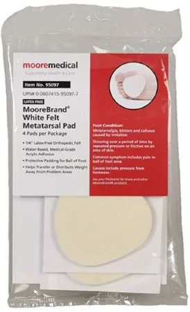 McKesson - 95097 - Pedi Pads Metatarsal Cushion Pedi Pads Size 106 L Adhesive