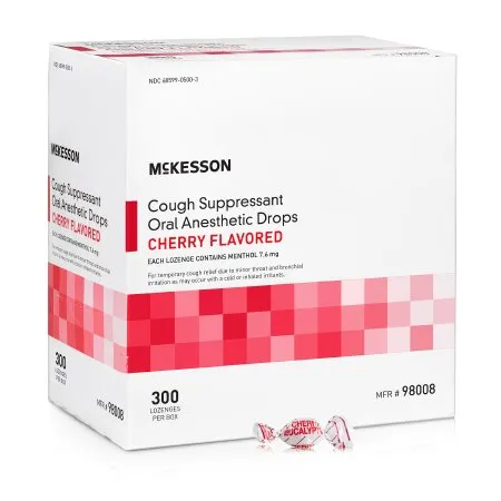 McKesson - McKesson Brand - 98008 - Cold and Cough Relief McKesson Brand 7.6 mg Strength Lozenge 300 per Box