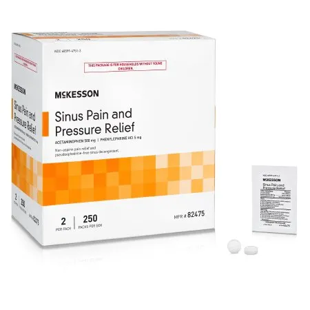 McKesson - McKesson Brand - 82475 - Cold and Sinus Relief McKesson Brand 500 mg - 5 mg Strength Tablet 2 per Pack