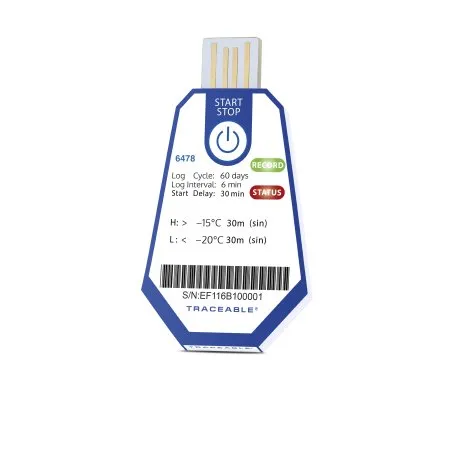 Cole-Parmer Inst. - TraceableOne Single-Use - 18004-08 - Single-use Temperature Data Logger With Alarm Traceableone Single-use Fahrenheit / Celsius -22° To +158°f (-30° To +70°c) Internal Sensor Adhesive Mount Battery Operated