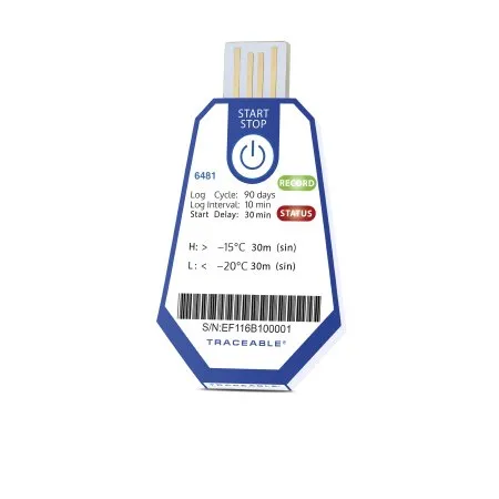 Cole-Parmer Inst. - TraceableOne Single-Use - 18004-11 - Single-use Temperature Data Logger With Alarm Traceableone Single-use Fahrenheit / Celsius -22° To +158°f (-30° To +70°c) Internal Sensor Adhesive Mount Battery Operated