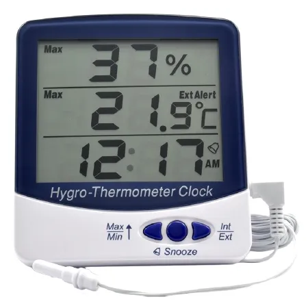 Thermco Products - ACC9216DIG - Digital Thermometer / Hygrometer with Alarm Fahrenheit / Celsius -58° to +158°F (-50° to +70°C) External Probe Internal Sensor / Extrernal Probe Flip-out Stand / Wall Mount Battery Operated