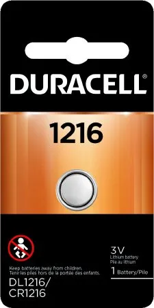 Duracell - DL1216BPK - Lithium Battery Duracell Duralock Power Preserve 1216 Coin Cell 3v Disposable 1 Pack