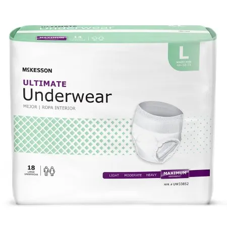 McKesson - UW33852 - Unisex Adult Absorbent Underwear Pull On with Tear Away Seams Large Disposable Heavy Absorbency