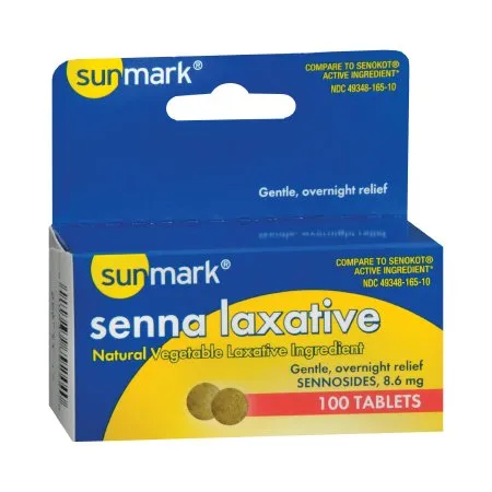 Sunmark - 3672268 - Laxative sunmark Tablet 100 per Bottle 8.6 mg Strength Sennosides