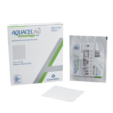 Convatec - 422299 - Aquacel AG Advantage Silver Hydrofiber Dressing Aquacel Ag Advantage 4 X 5 Inch Rectangle Sterile