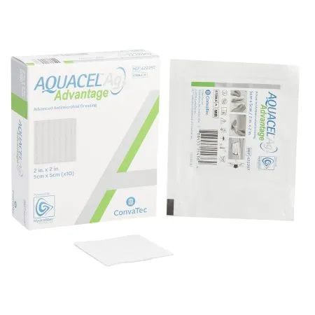 Convatec - From: 422297 To: 422302 - Aquacel AG Advantage Silver Hydrofiber Dressing Aquacel Ag Advantage 2 X 2 Inch Square Sterile