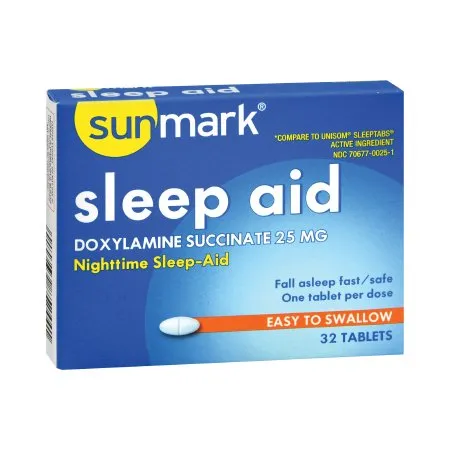 McKesson - sunmark - 70677006801 - Sleep Aid sunmark 32 per Box Tablet 25 mg Strength