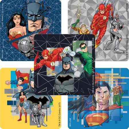 SmileMakers - ST1446R - Smilemakers 100 Per Roll Justice League Sticker 2-1/2 Inch