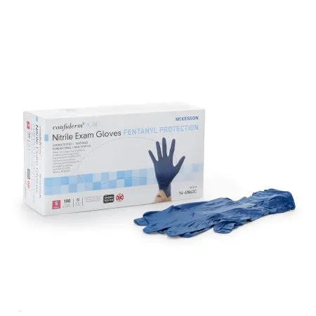 McKesson - McKesson Confiderm 6.8C - 14-6N62C - Exam Glove McKesson Confiderm 6.8C Small NonSterile Nitrile Standard Cuff Length Textured Fingertips Blue Chemo Tested / Fentanyl Tested