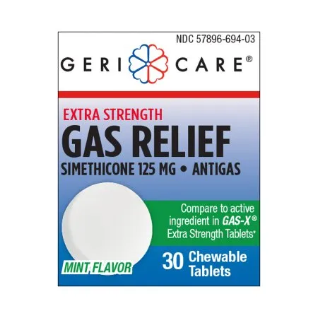 Gericare Medical Supply - Geri-Care - 694-03-GCP - Geri Care Gas Relief Geri Care 125 mg Strength Tablet 30 per Bottle