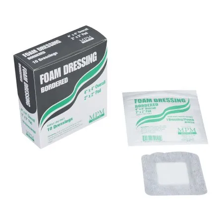 Mpm Medical - Mpm - Mp00500 - Foam Dressing Mpm 4 X 4 Inch With Border Waterproof Backing Adhesive Square Sterile
