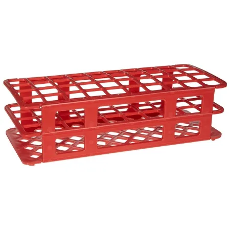 Heathrow Scientific - HS243071R - Fold And Snap Test Tube Rack 40 Place 5 To 30 Ml Tube Size Red 2-2/5 X 4-1/8 X 9-2/3 Inch