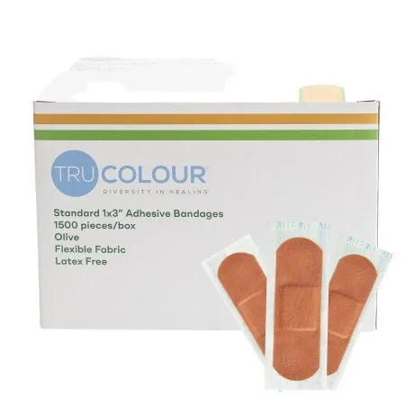 Tru-Colour Products - TCB-GB1500 - Tru Colour Adhesive Strip Tru Colour 1 X 3 Inch Fabric Rectangle Olive Sterile