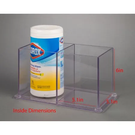 Poltex - SANICLOR2-CT - Sanitizer Wipe Holder Poltex Counter Top 2 Tubs Of Sanitizer Wipes Clear Petg