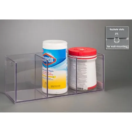 Poltex - SANICLOR3-W - Sanitizer Wipe Holder Poltex Wall Mount 3 Tubs Of Sanitizer Wipes Clear Petg