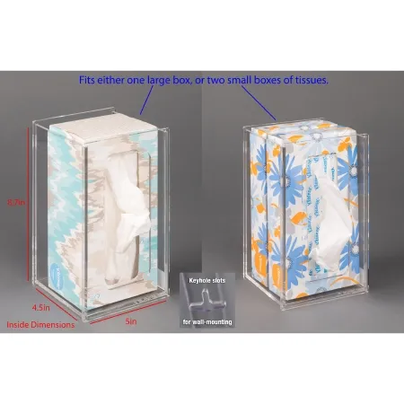 Poltex - TISSUE4.5-W - Tissue Box Holder Poltex Clear Petg Manual One Large Box / Two Small Boxes Wall Mount