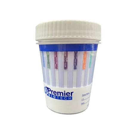 Premier Biotech - Premier Bio-Cup - PCA-12CW-LC-5 - Drugs of Abuse Test Kit Premier Bio-Cup 12-Drug Panel AMP500  BAR300  BUP10  BZO300  COC150  MDMA500  mAMP/MET500  MTD300  OPI300  OXY100  PCP25  THC50 Urine Sample 5 Tests CLIA Waived