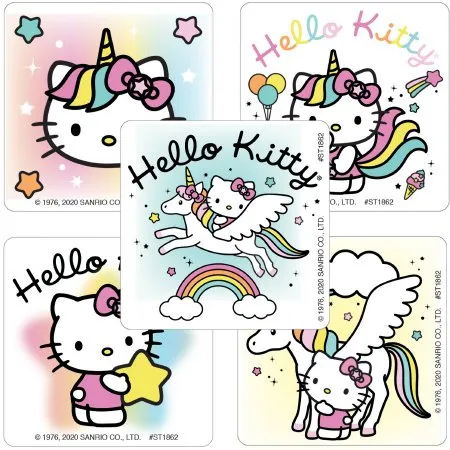 SmileMakers - ST1862B - Smilemakers 100 Per Box Hello Kitty Unicorn Sticker 2-1/2 Inch
