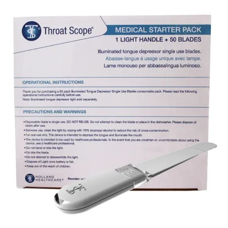 Florida Medical Sales - HH-TSH102 - Throat Scope Handle Oral Exam /tongue Blade Disposable
