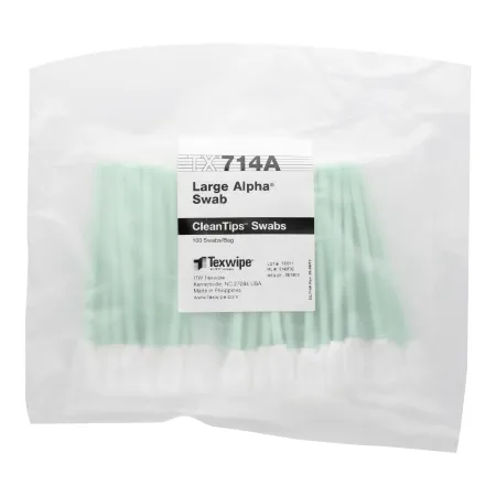 Texwipe - Low TOC Alpha - TX714K - Cleanroom Swabstick Low Toc Alpha White / Green Nonsterile Polyester / 12.7 Mm Head Width X 5 Inch Length Disposable