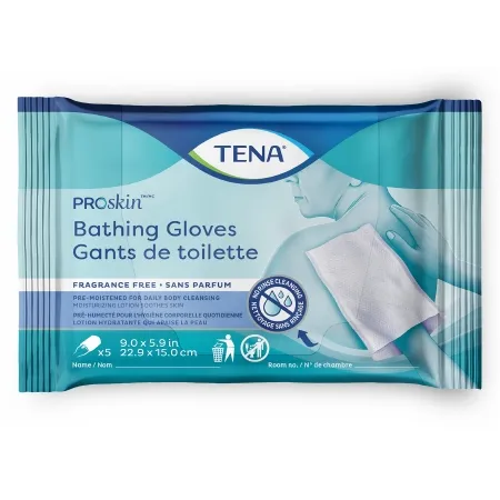 Essity Health & Medical Solutions - TENA ProSkin - 54367 - Essity  Rinse Free Bathing Glove Wipe  Soft Pack Water / PEG 8 / Dimethicone Unscented 5 Count