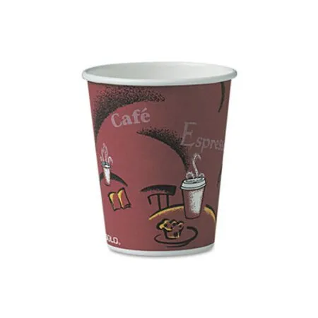 Solo - SCC-OF10BI0041 - Paper Hot Drink Cups In Bistro Design, 10 Oz, Maroon, 300/carton